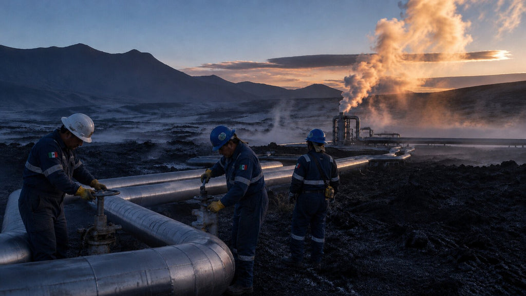 Geothermal steam on volcanic ground